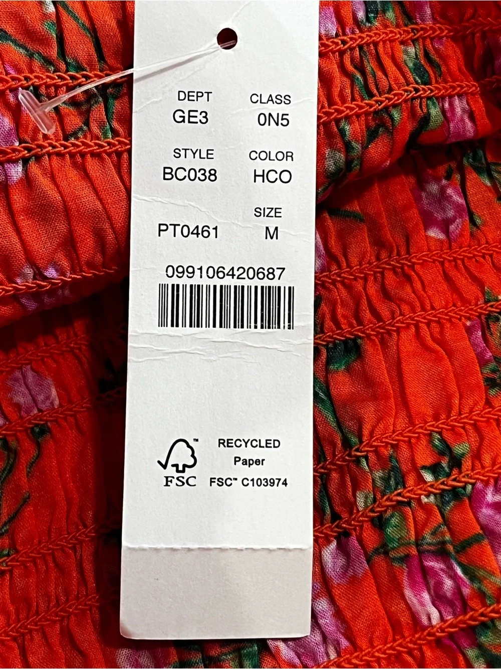 J. Crew Orange Floral Maxi Skirt with Smocked Waist